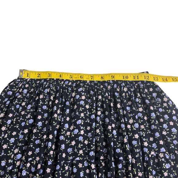 Vintage Enywear Enytime Skirt OS Petite Blue Floral Tiered Midi Cottagecore Boho - Picture 13 of 14